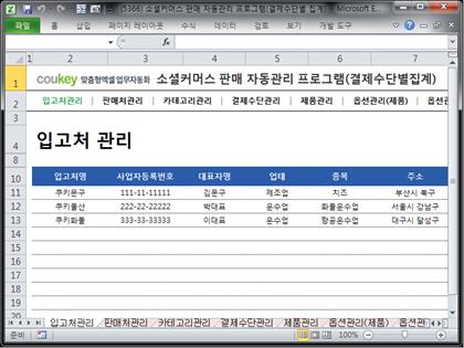 소셜커머스 판매 자동관리 프로그램(결제수단별 집계) 썸네일 이미지 1