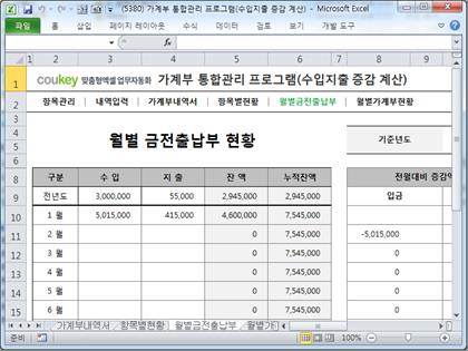 가계부 통합관리 프로그램(증감액, 증감률 자동계산) 썸네일 이미지 5