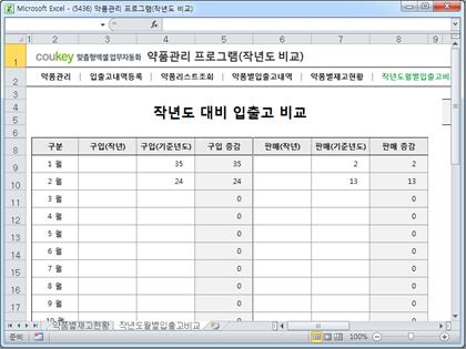 약국 경영 관리 프로그램 (작년도 입출고 비교) 썸네일 이미지 6 약국 경영 관리 프로그램 (작년도 입출고 비교) 썸네일 이미지 6