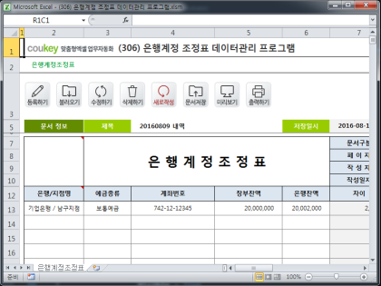 은행계정 조정표 데이터관리 프로그램 썸네일 이미지 1 은행계정 조정표 데이터관리 프로그램 썸네일 이미지 1