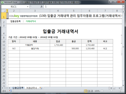 입출금 거래내역 관리 업무자동화 프로그램(거래내역서 추출) 썸네일 이미지 2