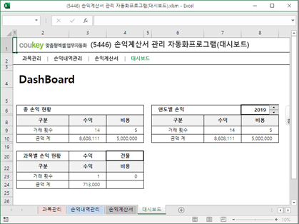 손익계산서 재무 관리 자동화 프로그램 (대시보드) 썸네일 이미지 1 손익계산서 재무 관리 자동화 프로그램 (대시보드) 썸네일 이미지 1
