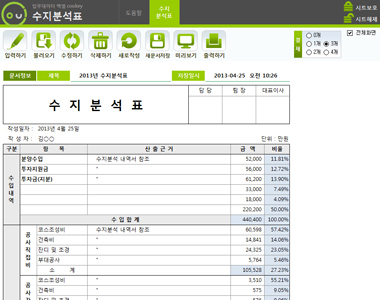 수지분석표 데이터관리 프로그램(저장관리) 썸네일 이미지 1 수지분석표 데이터관리 프로그램(저장관리) 썸네일 이미지 1